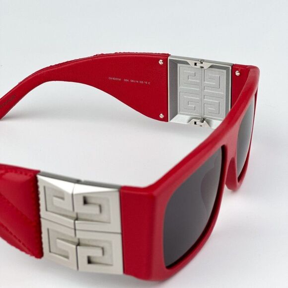 NEW Givenchy GV40034I  66A Red Leather Grey Unisex Geometric Sunglasses - Picture 10 of 12